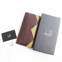 極美品●dunhill ダンヒル レザー エンジンターン 二つ折り ロングウォレット/長財布 ブラウン×イエロー×ブルー イタリア製 箱付き_画像2