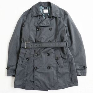 極美品●ARMANI COLLEZIONI アルマーニコレッツィオーニ 中綿入り トレンチコート WATER REPELLENT グレー 46 正規品 メンズおすすめ◎