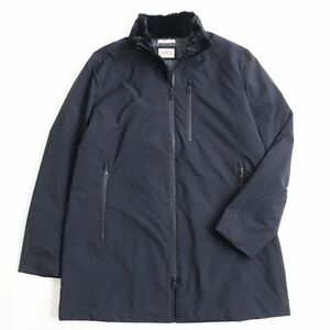 極美品●ARMANI COLLEZIONI アルマーニコレッツィオーニ 襟エコファー付き ZIPUP ジャケット/コート ブラック 大きめサイズ52 正規品