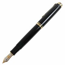 極美品●Pelikan ペリカン スーベレーン M1000 ペン先18K ロゴ入り 万年筆 ブラック×ゴールド Mニブ 箱/インクボトル付き_画像1