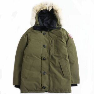  beautiful goods * Canada Goose 3438JM JASPER coyote fur / Logo badge attaching f- dead down coat / jacket khaki S Canada made regular goods 