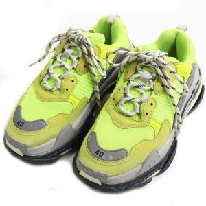 美品●BALENCIAGA バレンシアガ Triple S/トリプルS 533884 USED加工 ダッドスニーカー/シューズ ネオンイエロー×グレー 26.5cm