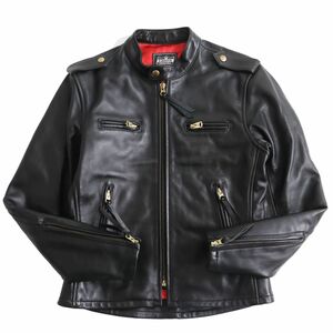 美品● K’S LEATHER KADOYA カドヤ LCSWLAS-304 スタンドカラー シングルライダースジャケット/レザージャケット ブラック S メンズ