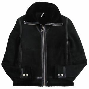 良品●DiorHOMME ディオールオム レザー使い WZIP ムートンジャケット/ブルゾン ブラック 44 イタリア製 メンズ 秋冬おすすめ◎