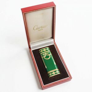 美品●Roy King×Cartier ロイキング×カルティエ アウタージャケット ラッカー×18K ガスライター グリーン×ゴールド 総重量91.3g 着火◎の画像2