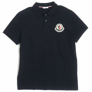 美品▼2020年製 MONCLER モンクレール MAGLIAPOLO MANICA CORTA デカロゴワッペン付き ロゴ入りボタン 半袖ポロシャツ 紺 M メンズ 正規品