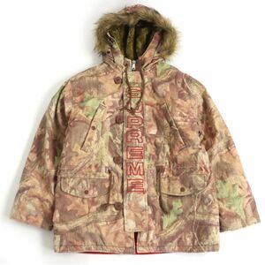 未使用□19AW シュプリーム Spellout N-3B Parka A. Timber Camo/スペルアウト アドバンテージティンバー フロッキー モッズコート S 正規