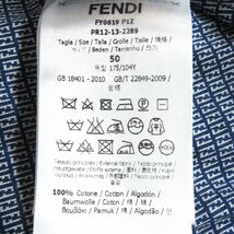 美品□FENDI/フェンディ 無地/ズッカ ロゴボタン コットン100％ リバーシブル ショートスリーブ ポロシャツ ブルー 50 イタリア製 正規品_画像8