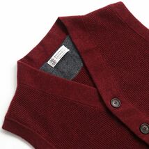 極美品●BRUNELLO CUCINELLI ブルネロクチネリ カシミヤ100％ ニットベスト ボルドー 50 イタリア製 メンズおすすめ◎_画像2