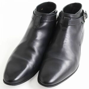 【ドンドン見直し】良品●SAINT LAURENT RARIS サンローランパリ 379762 レザー アンクルストラップ ショートブーツ ブラック 42 伊製