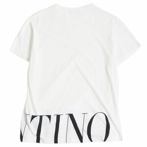 美品□2020年製 VALENTINO/ヴァレンティノ コットン100％ クルーネック 薄手 半袖 ロゴTシャツ/カットソー ホワイト S イタリア製 正規品の画像3