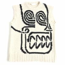 美品□2018年製 モンクレールジーニアス 2 MAGLIA TRICOT GILET スカル アルパカ混 ニットベスト/ジレ ライトベージュ L イタリア製 正規品_画像1