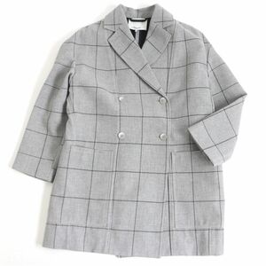 極美品□3.1 Phillip Lim/スリーワンフィリップリム ウィンドウペン ダブルブレスト オーバーサイズ ピーコート/ジャケット グレー XS