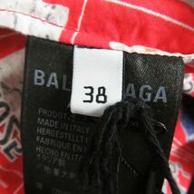 未使用品□22SS BALENCIAGA/バレンシアガ 662983 プリントデザイン 総柄 ボタンダウン オーバーサイズ 長袖シャツ レッド系 38 伊製 正規品_画像7