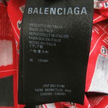 未使用品□22SS BALENCIAGA/バレンシアガ 662983 プリントデザイン 総柄 ボタンダウン オーバーサイズ 長袖シャツ レッド系 38 伊製 正規品_画像8