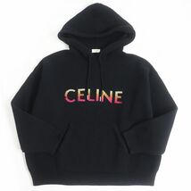 極美品□22-23AW CELINE/セリーヌ 2A10X66Q エンブロイダリー グラデーションシークイン フード付きセーター/ニットパーカー 黒 XS 伊製_画像1