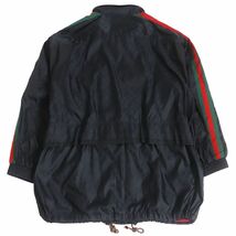 美品□GUCCI/グッチ 618891 GGジャガード ウェブライン フード入り ジップアップ ナイロンブルゾン/ウインドブレーカー 黒 44 伊製 正規品_画像4