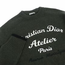 極美品□22SS DIOR ディオール オム 213M640AT298 ATELIER アトリエ ロゴエンブロイダリー 長袖ニット/セーター カーキ L 伊製 正規品_画像2