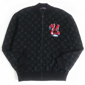 美品□22AW LOUIS VUITTON/ルイヴィトン 1AA4XT LV グラフィティ モノグラム ZIPUP 長袖 ニットブルゾン ブラック S イタリア製 正規品