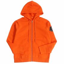 極美品□2022年製 MONCLER GENIUS/モンクレールジーニアス 2 ロゴワッペン コットン 裏起毛 ジップパーカー/フーディー オレンジ S 正規品_画像1