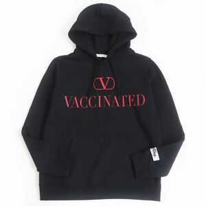 美品□21AW VALENTINO×CLONEY ヴァレンティノ クロニー VACCINATEDロゴ プルオーバー スウェットパーカー/フーディー 黒 XS 伊製 正規品