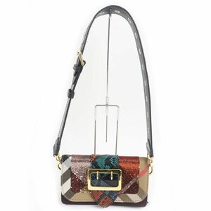 極美品□BURBERRY/バーバリー THE PATCHWORK ノバチェック 異素材切替 3WAY ショルダー/クロスボディ/クラッチバッグ マルチ イタリア製