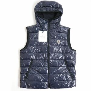 未使用品◆21SS MONCLER モンクレール LAPPE GILET ロゴワッペン ダブルジップ ダウンベスト/ジレ ネイビー 2 正規品 メンズ ハンガー付き