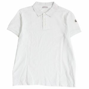 極美品□2019年製 MONCLER/モンクレール MAGLIA シェルボタン ロゴワッペン コットン100％ 半袖ポロシャツ/カットソー ホワイト M 正規品