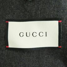 極美品□GUCCI/グッチ 502525 ロゴエンブレムボタン Bee ウール100％ シングル テーラードジャケット/ブレザー グレー 50 伊製 正規品_画像6