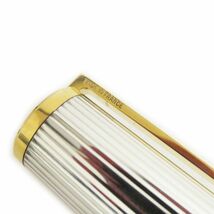 美品□S.T.Dupont/エステーデュポン モンパルナス ストライプ ペン先18ct Fニブ 万年筆 シルバー×ゴールド フランス製 メンズ/レディース_画像6