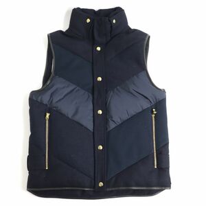 美品◆MONCLER GAMME BLEU モンクレールガムブルー GILET ロゴワッペン スナップボタン ウールダウンベスト/ジレ ネイビー 1 伊製 正規