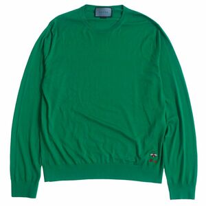  ultimate beautiful goods *GUCCI/ Gucci DIY 509980 insect embro Ida Lee wool 100% thin long sleeve long sleeve knitted / sweater green L made in Italy regular goods 