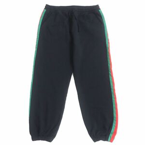 未使用□22AW GUCCI×THE NORTH FACE グッチ ノースフェイス 657490 ウェブライン ロゴプリント スウェットパンツ ブラック 2XL 伊製 正規