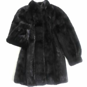 極美品▼Nakamura Fur ナカムラファー MINK ミンク 本毛皮コート ダークブラウン(ブラックに近い) 毛質艶やか・柔らか◎