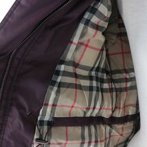 美品☆正規品 BURBERRY LONDON バーバリーロンドン 裏地ノバチェック柄 襟元ラクーンファー・ベルト付き ダウンコート ボルドー系 38_画像5