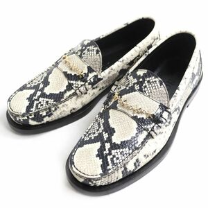 未使用品◆JIMMY CHOO ジミーチュウ MOCCA パイソン型押 プリント レザー スターチェーン ローファー/シューズ ベージュ系 39 メンズ 箱付