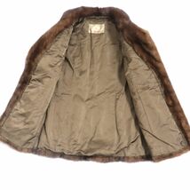 美品▼MITSUKOSHI　三越　MINK　ミンク　裏地ロゴ柄　本毛皮コート　ブラウン　毛質艶やか・柔らか◎_画像5