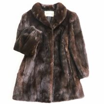 美品●Malvoisie マルボワジー MINK ミンク 本毛皮ショートコート ジャケット ダークブラウン 9号 毛質艶やか・柔らか◎_画像1