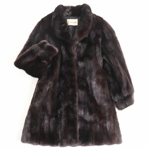 美品●Malvoisie マルボワジー MINK ミンク 本毛皮コート ダークブラウン F 毛質艶やか・柔らか◎