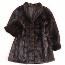 美品●MINK ミンク 本毛皮ショートコート ジャケット ブラウン L 毛質艶やか・柔らか◎_画像1