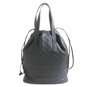 極美品▼定価466400円 LOUIS VUITTON ルイヴィトン M46554 モノグラム・シャドウ ヘルメットバッグ 巾着 ブラック イタリア製 メンズ