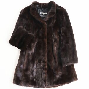 美品●EMBA エンバ MINK ブラックグラマミンク 本毛皮ショートコート ジャケット ダークブラウン 11号 毛質艶やか・柔らか◎