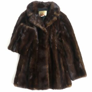 美品▼MITSUKOSHI 三越 MINK ミンク 本毛皮コート ダークブラウン 毛質艶やか・柔らか◎