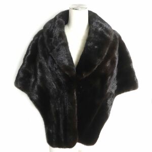 極美品▼OS FUR MINK ミンク 本毛皮大判ショール/ストール ダークブラウン 毛質艶やか・柔らか◎