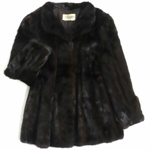 毛並み美品▼Josephine ジョセフィーヌ MINK ミンク 本毛皮コート ダークブラウン 毛質艶やか・柔らか◎