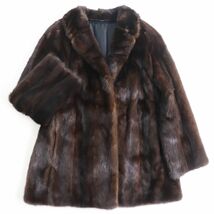 極美品●MINK ミンク 本毛皮ショートコート ジャケット ブラウン 13号 毛質艶やか・柔らか◎_画像1