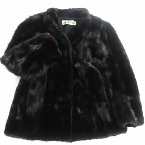 毛並み美品★LUPIAN FUR　ルピアンファー　MINK　ミンク　逆毛　本毛皮コート　ダークブラウン　１１号　毛質艶やか・柔らか◎