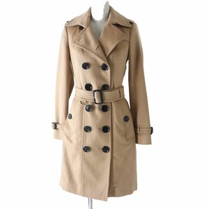 極美品◎正規品 BURBERRY LONDON ENGLAND バーバリー ロンドン イングランド3994455 サンドリンガム カシミヤ トレンチコート キャメル 36