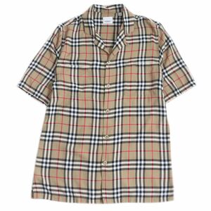  ultimate beautiful goods *BURBERRY/ Burberry 8025821 Vintage check noba check rayon short sleeves . collar open color shirt beige group XS regular goods 