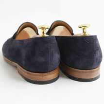 美品●JOHN LOBB ジョンロブ LOPES/ロペス スウェードレザー コインローファー/ペニーシューズ ネイビー×ブラック 7 1/2 イングランド製_画像6